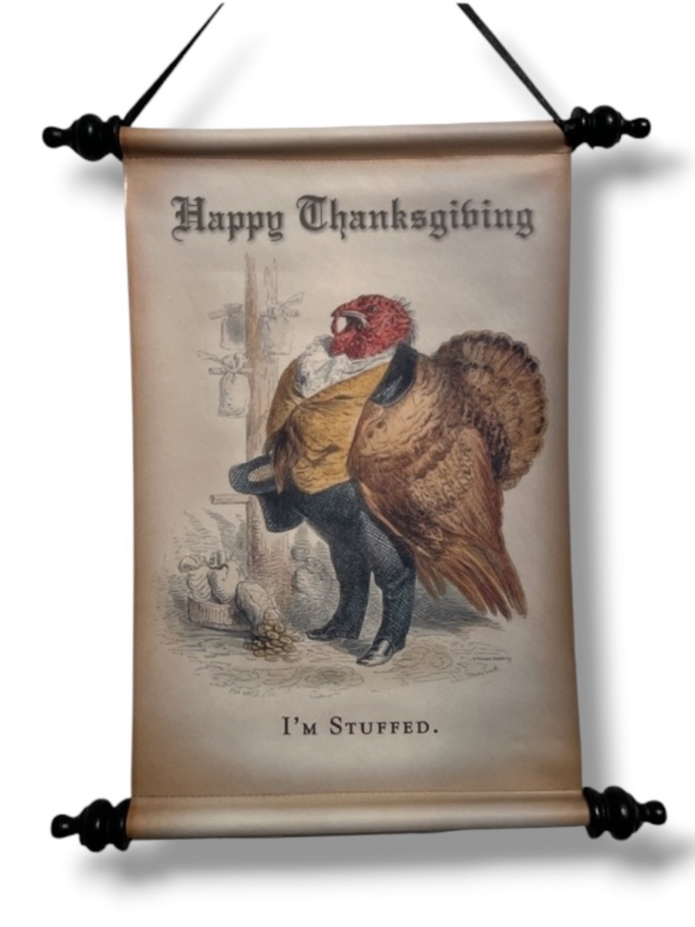 Victorian Trading Co Master Turkey Snood I'm Stuffed Thanksgiving Vintage Scroll